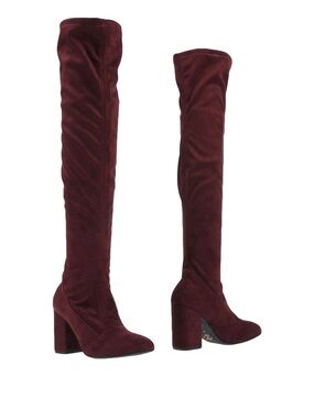 OROSCURO Women's Over-the-Knee Stretch Boots in Burgundy, Size 7